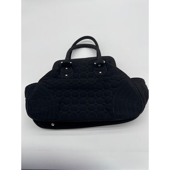 Vera Bradley Solid Black Circle Quilted Tote Purse Handbag, Pockets! - Picture 2 of 3